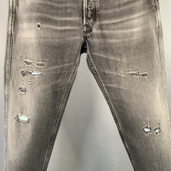 GOLDEN GOOSE Size M Grey Cotton Tapered Distressed Jeans - Picture 2 of 9